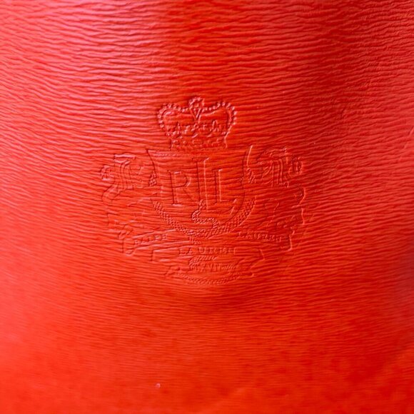 Lauren Ralph Lauren Large Leather Tote in a FUN Orange - Picture 12 of 12